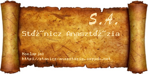 Stánicz Anasztázia névjegykártya